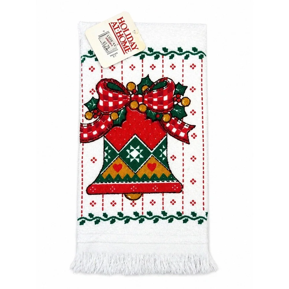 VTG Christmas Kitchen Towel Made in USA Holiday At Home NOS Cottagecore